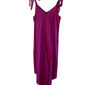 Everlily Woman Pink Lagenlook Linen /Rayon Asymmetric Wide-Leg Romper Sz Med